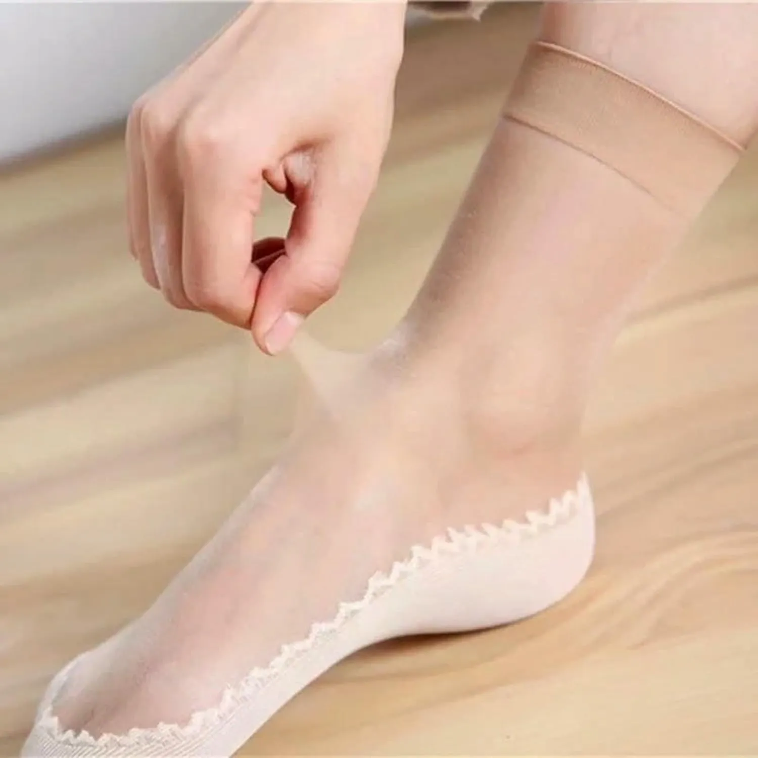 10 Pairs Women Spring Summer Soft Thin Silk Socks Non-Slip Fashion Transparent Breathable Sock