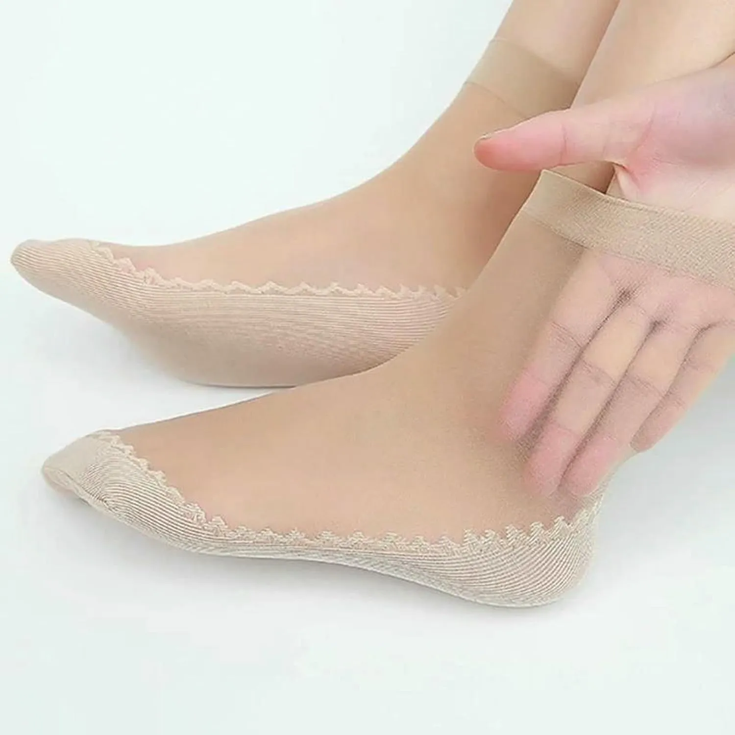 10 Pairs Women Spring Summer Soft Thin Silk Socks Non-Slip Fashion Transparent Breathable Sock