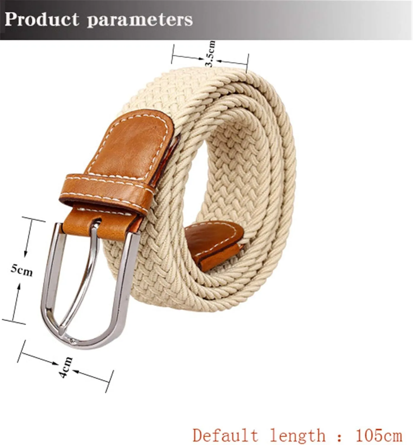Andongnywell Elastic Stretch Woven Braided Belt for Men Women Square Business Buckle Waist Cinch Waist band