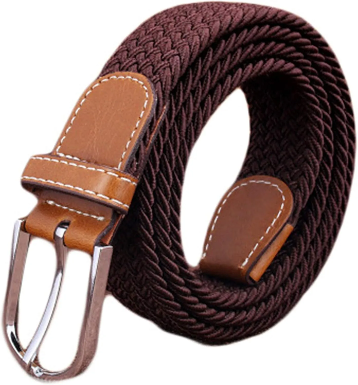 Andongnywell Elastic Stretch Woven Braided Belt for Men Women Square Business Buckle Waist Cinch Waist band