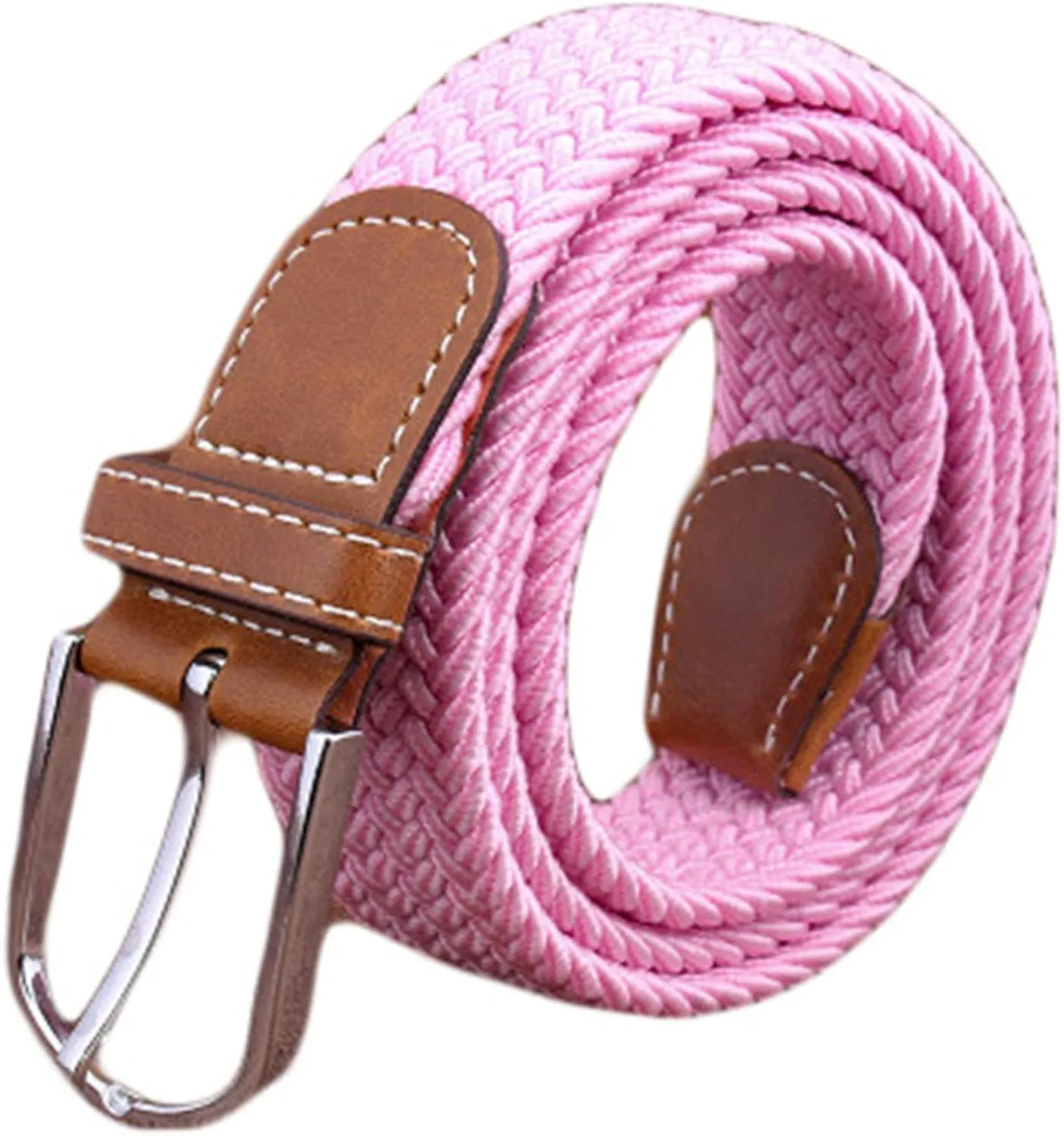 Andongnywell Men's Women's Braided Elastic Belt Casual Weave Canvas Fabric Woven Stretch Belt Waist Cinch Waistband