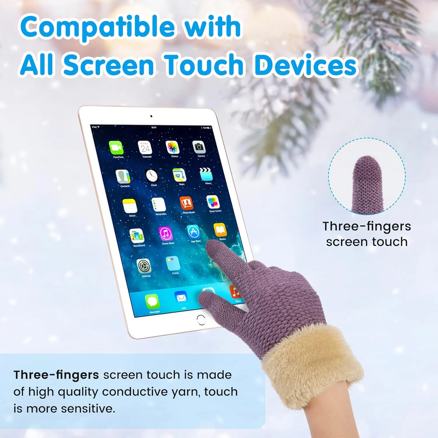 Arctic Paw Kids Winter Gloves 2 & 3 Pack - Touchscreen Knit Gloves with Faux Fur Cuff