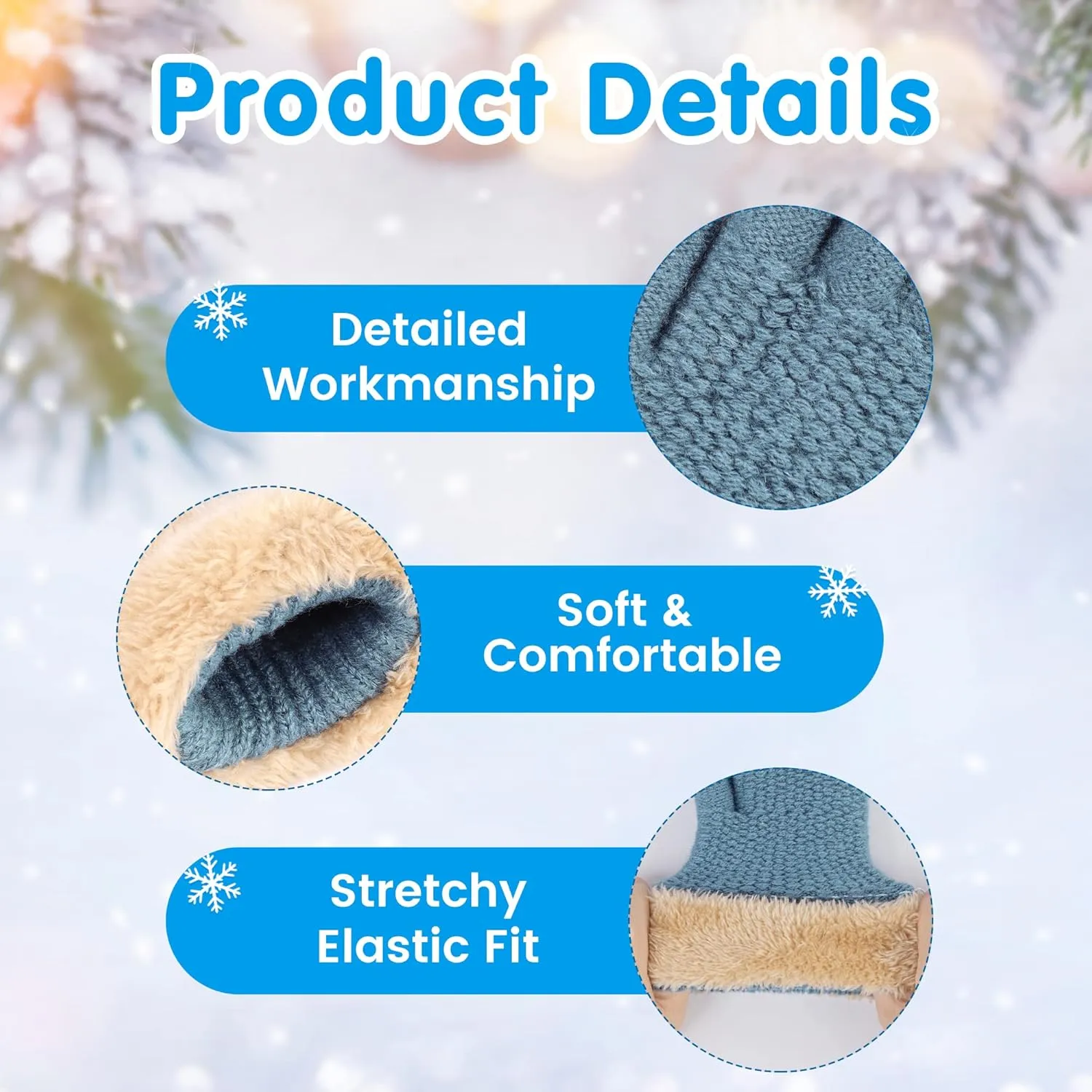 Arctic Paw Kids Winter Gloves 2 & 3 Pack - Touchscreen Knit Gloves with Faux Fur Cuff