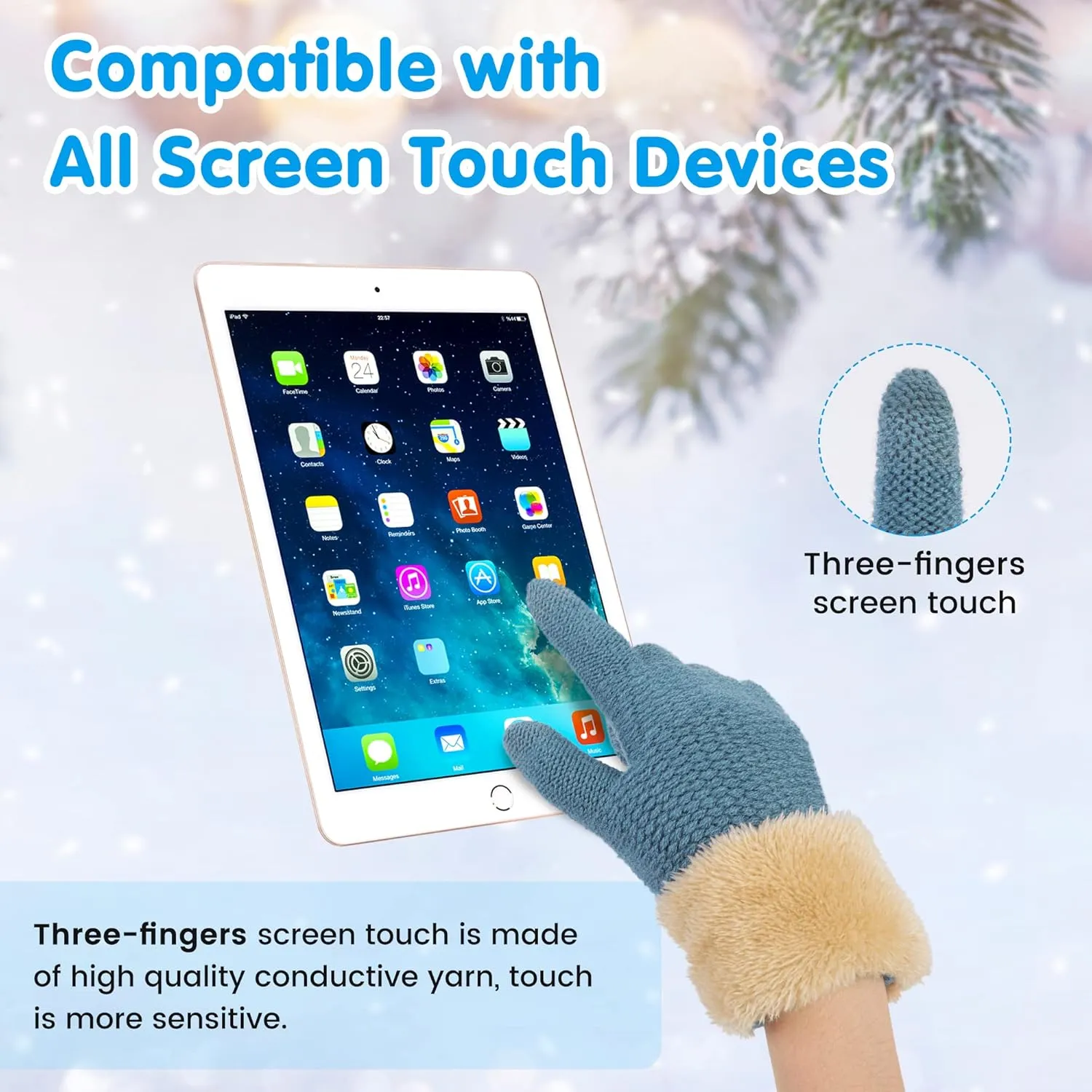 Arctic Paw Kids Winter Gloves 2 & 3 Pack - Touchscreen Knit Gloves with Faux Fur Cuff