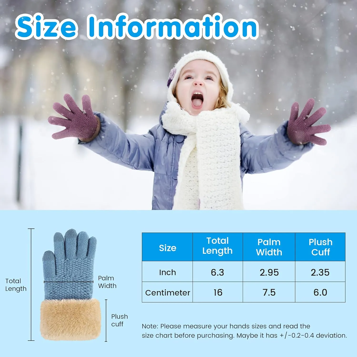Arctic Paw Kids Winter Gloves 2 & 3 Pack - Touchscreen Knit Gloves with Faux Fur Cuff