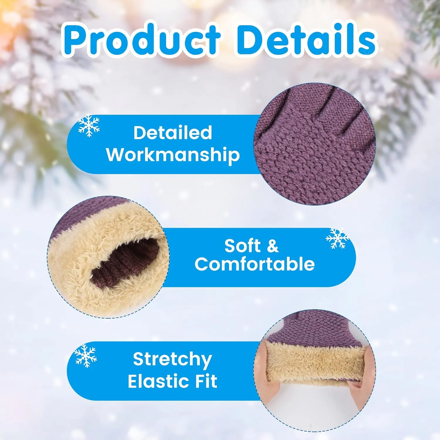 Arctic Paw Kids Winter Gloves 2 & 3 Pack - Touchscreen Knit Gloves with Faux Fur Cuff