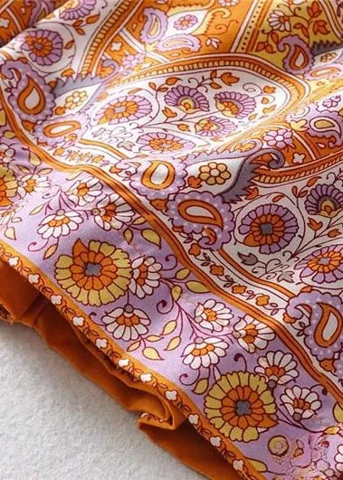 Boho ruffled maxi Skirt in yellow orange with floral print