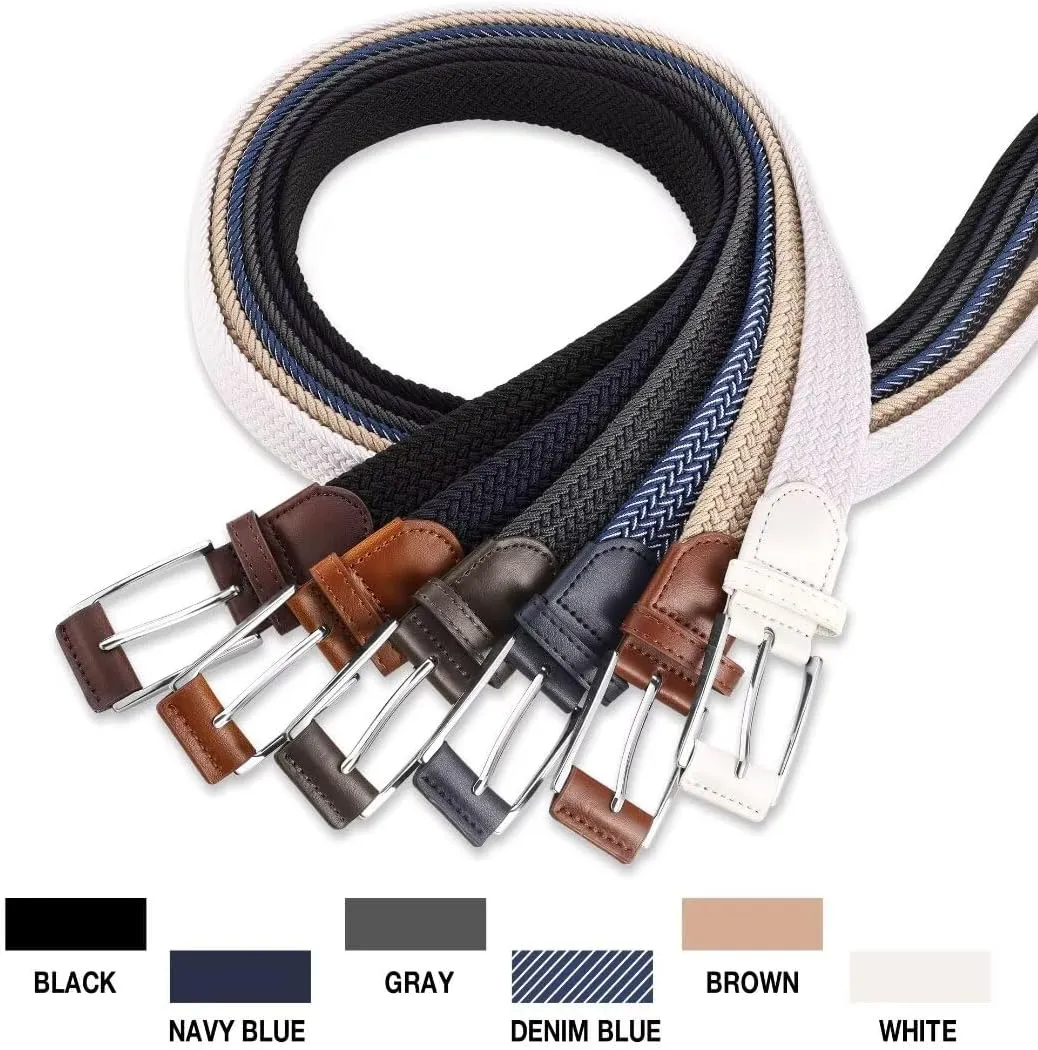 Casual Stretch Belts for Men, Adjustable Braided Mens Elastic Belt, Ideal Gifts for Golf, Dress, Work