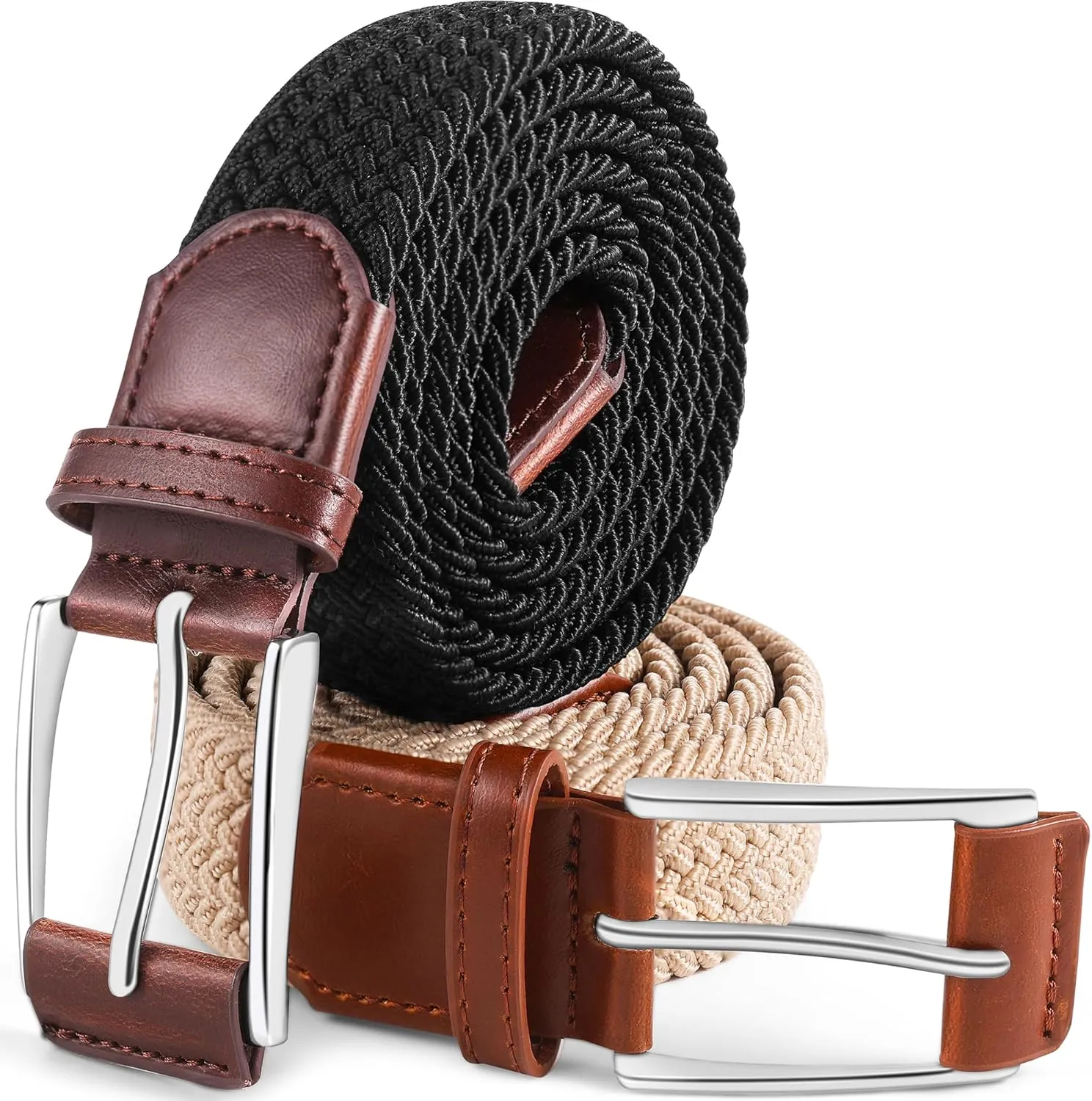 Casual Stretch Belts for Men, Adjustable Braided Mens Elastic Belt, Ideal Gifts for Golf, Dress, Work