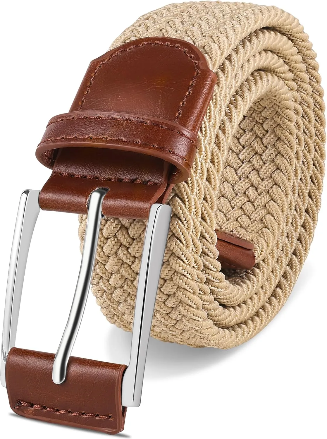 Casual Stretch Belts for Men, Adjustable Braided Mens Elastic Belt, Ideal Gifts for Golf, Dress, Work