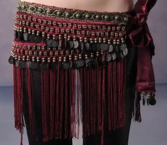 Copper Belly Dance Hip Scarf Coin Belt Tribal Costume