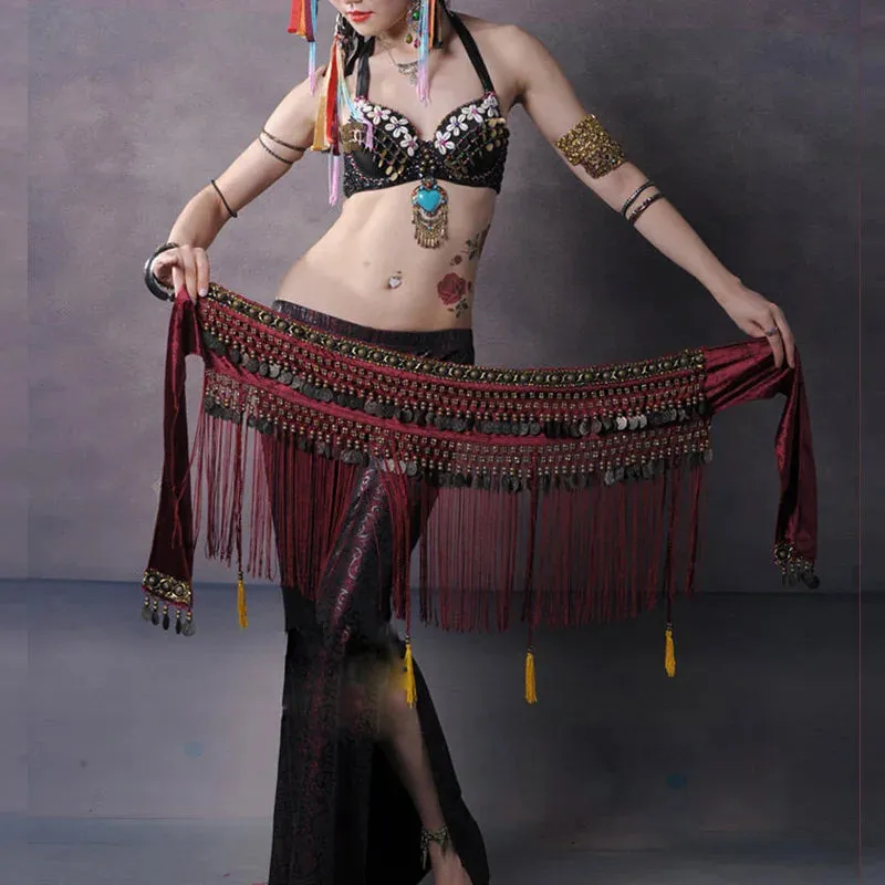 Copper Belly Dance Hip Scarf Coin Belt Tribal Costume
