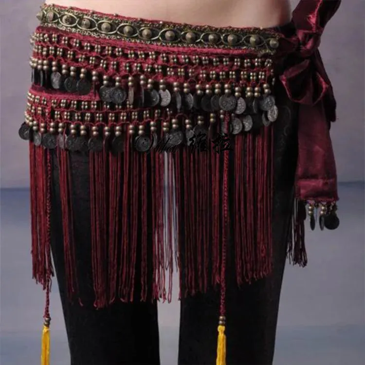 Copper Belly Dance Hip Scarf Coin Belt Tribal Costume