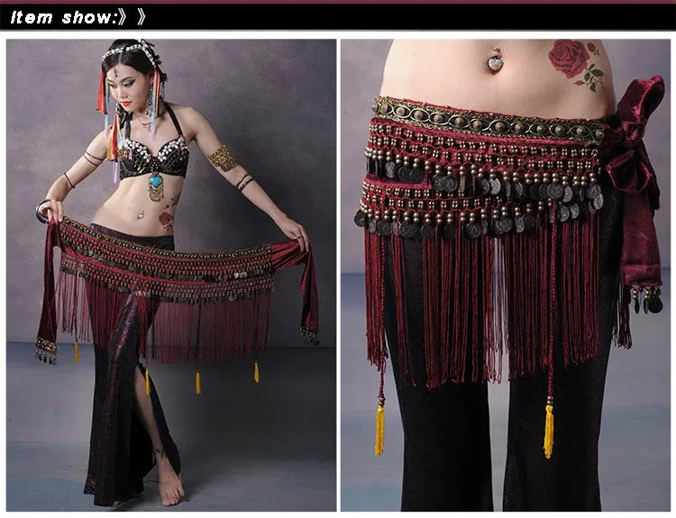 Copper Belly Dance Hip Scarf Coin Belt Tribal Costume