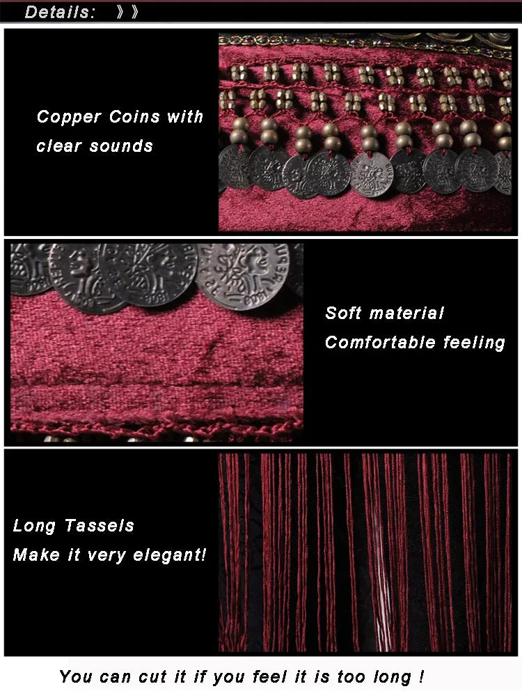 Copper Belly Dance Hip Scarf Coin Belt Tribal Costume