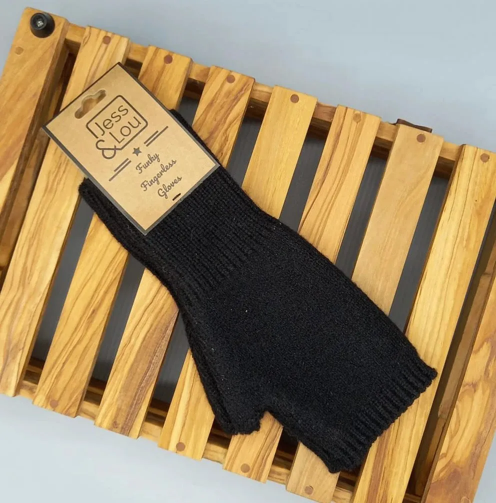 Cosy Plain Fingerless Gloves Black