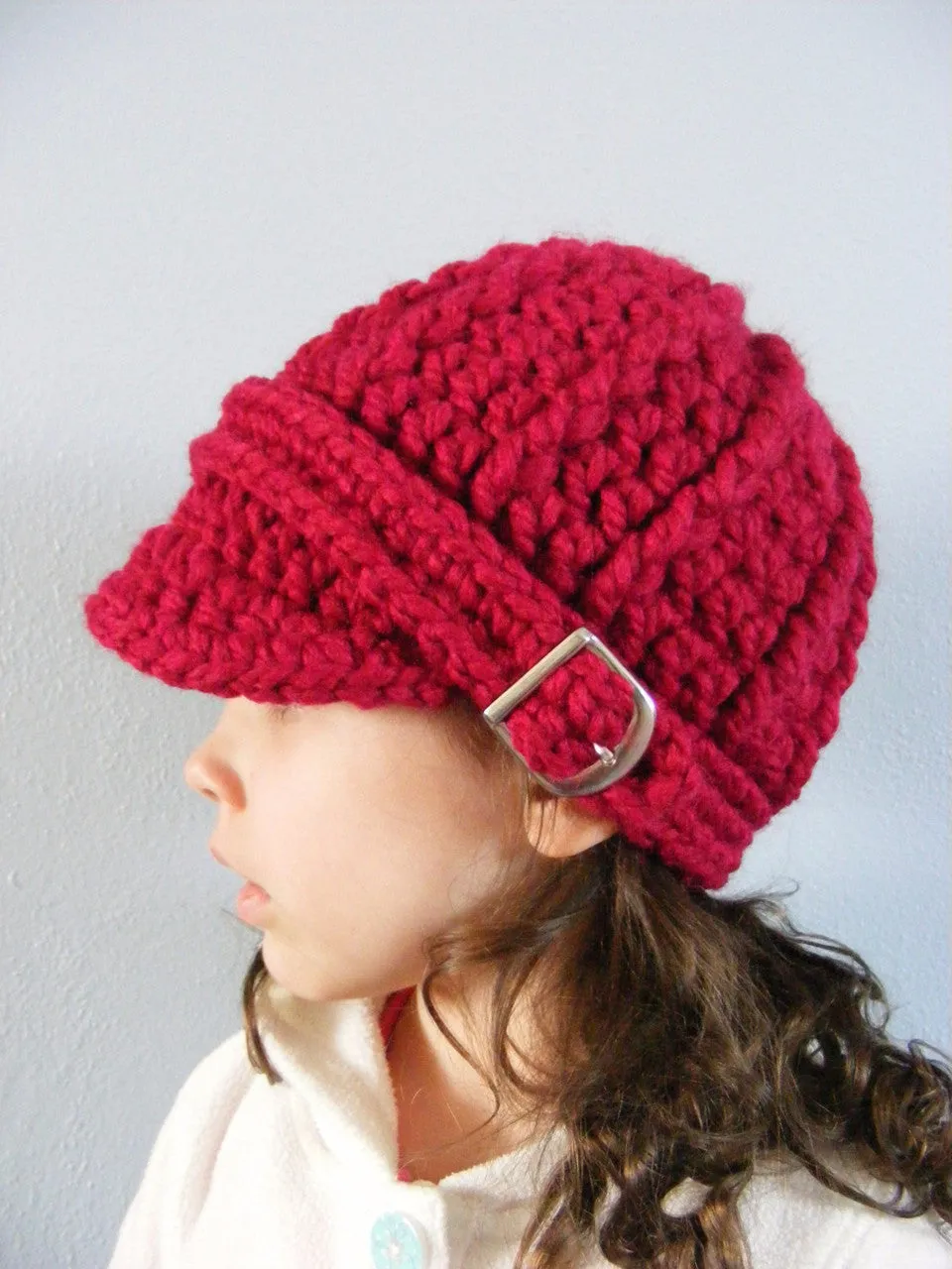 Cranberry red buckle beanie winter hat