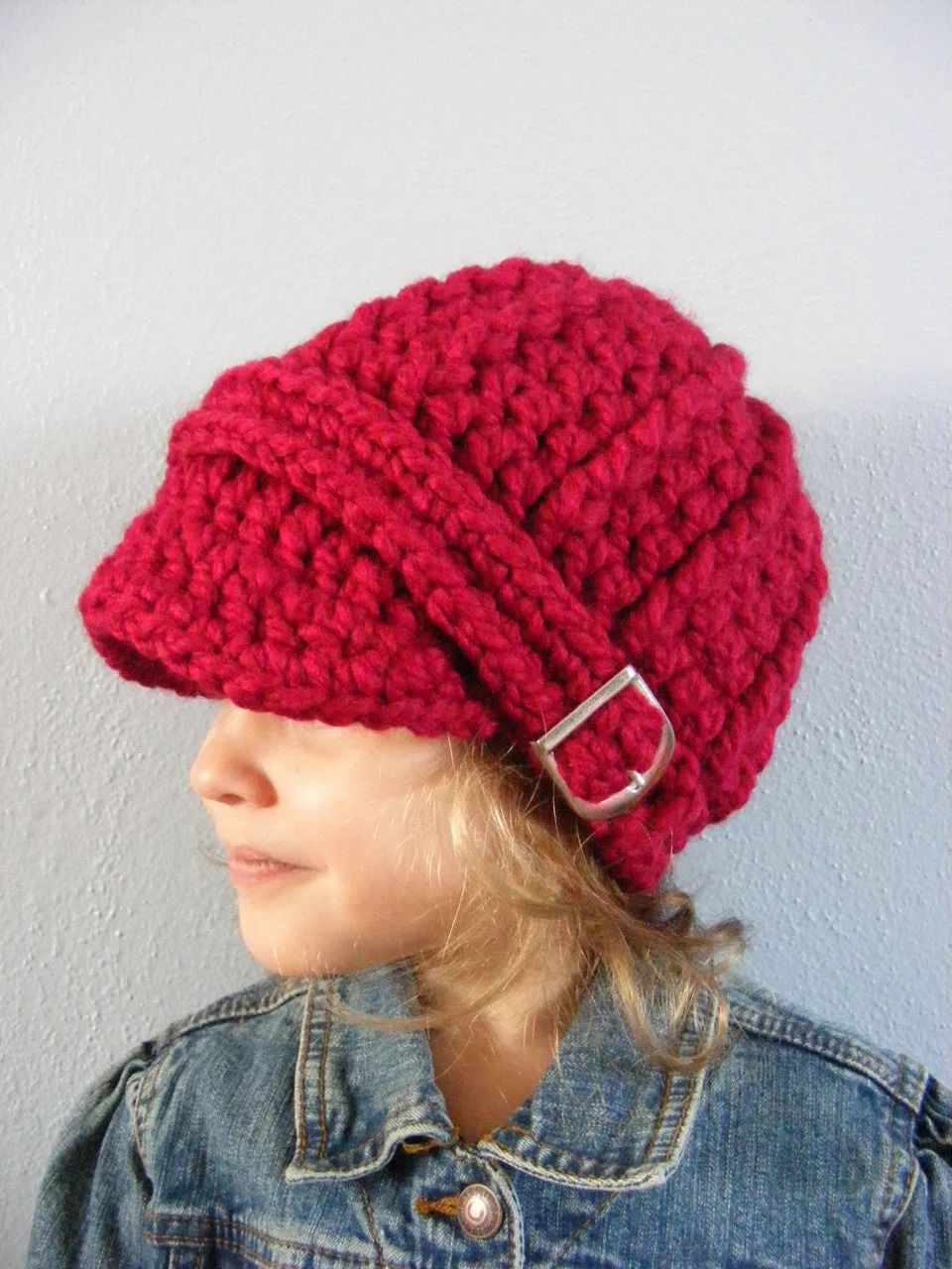 Cranberry red buckle beanie winter hat