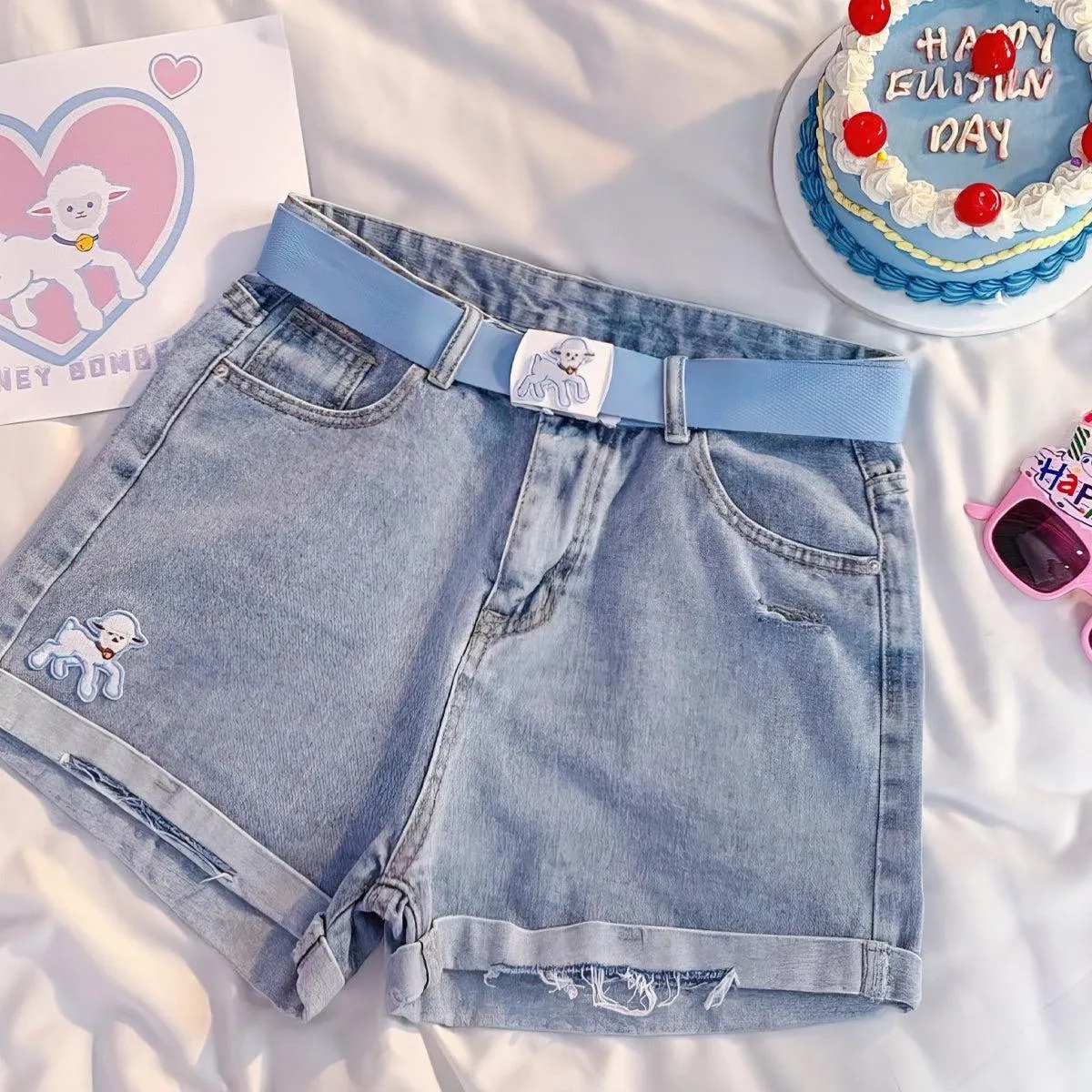 Cute Lamb Belt Soft Pastel Blue