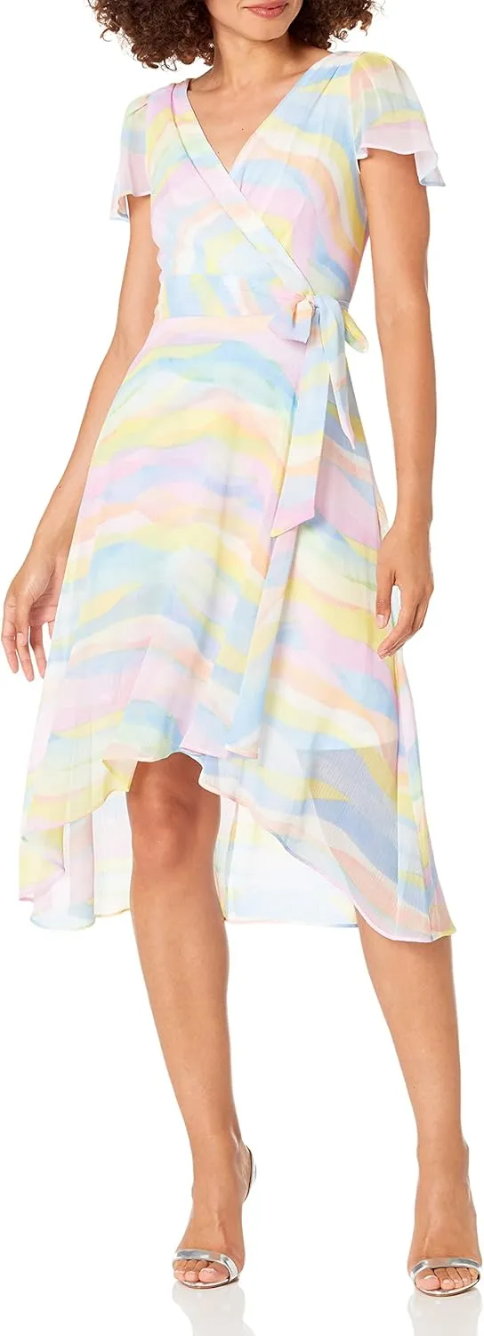 DKNY Women's Sleeveless V-Neck Knit Dress, Pastel Multi, 8