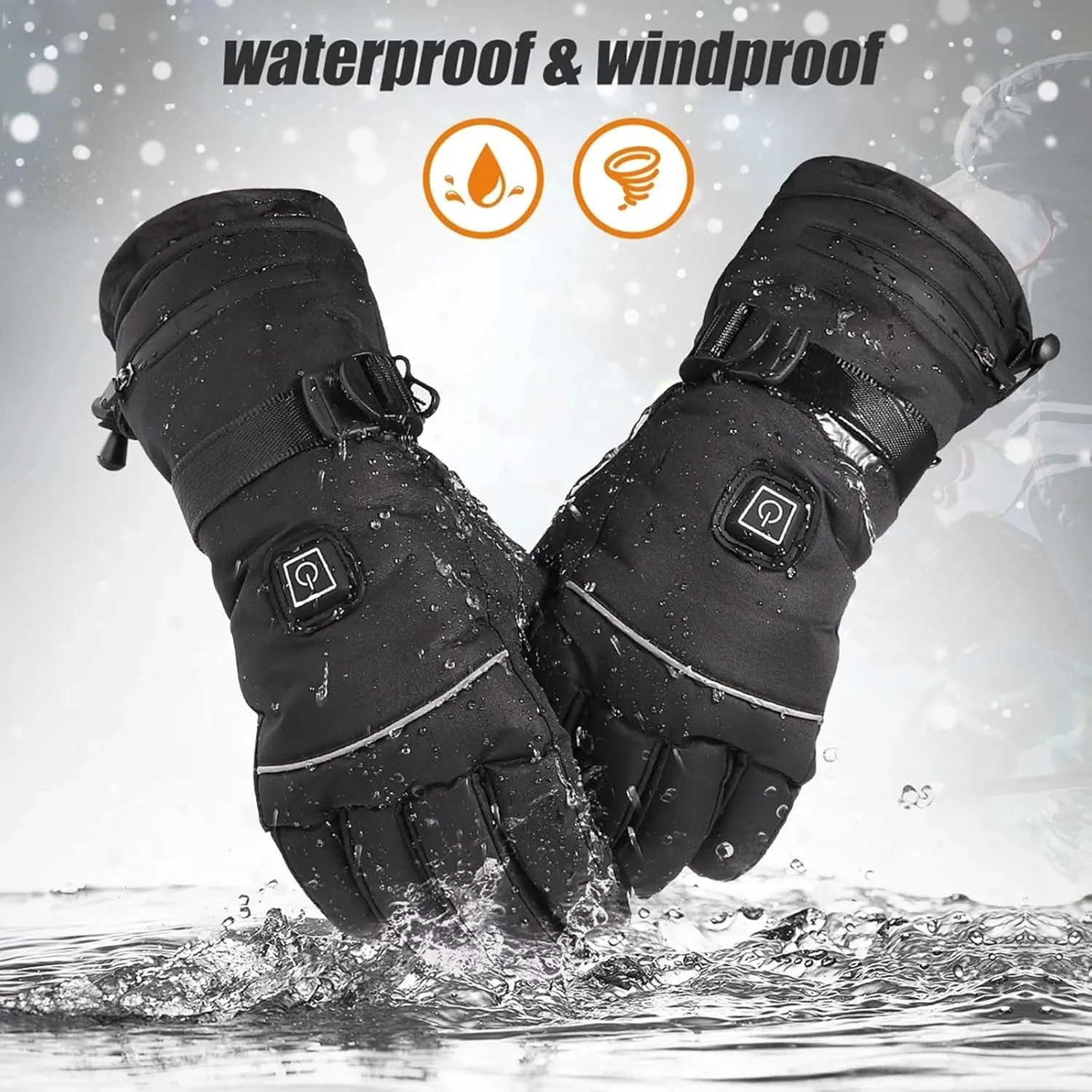 dubb Men's Heated Gloves Waterproof Keep Warm Wind Proof Touch Screen for Winter Outdoor Skiing Cycling Camping