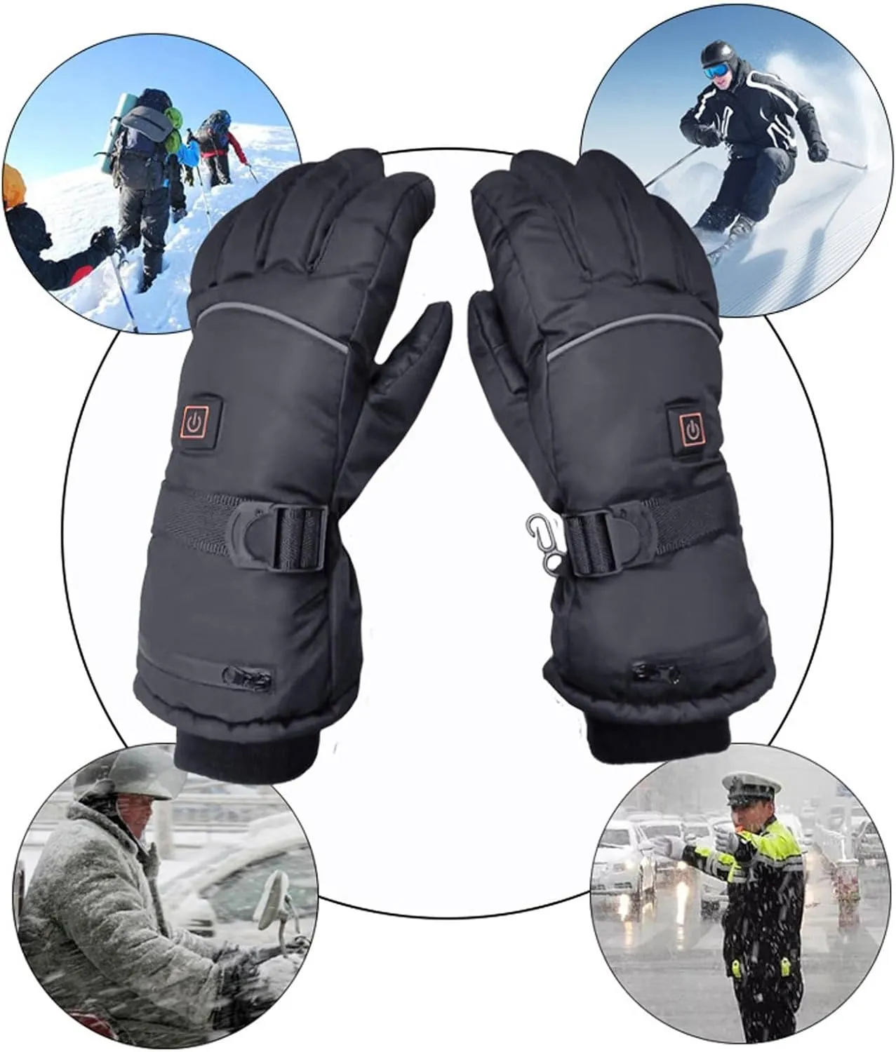 dubb Men's Heated Gloves Waterproof Keep Warm Wind Proof Touch Screen for Winter Outdoor Skiing Cycling Camping