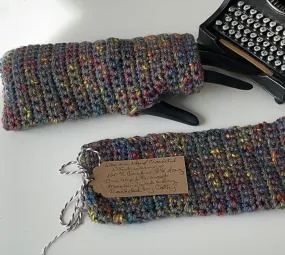 Extra Soft Gray & Rainbow Speckle Gaming Texting Writing Tech Fingerless Gloves Wrist Warmers Handmade Fashion Gift Women Accessory