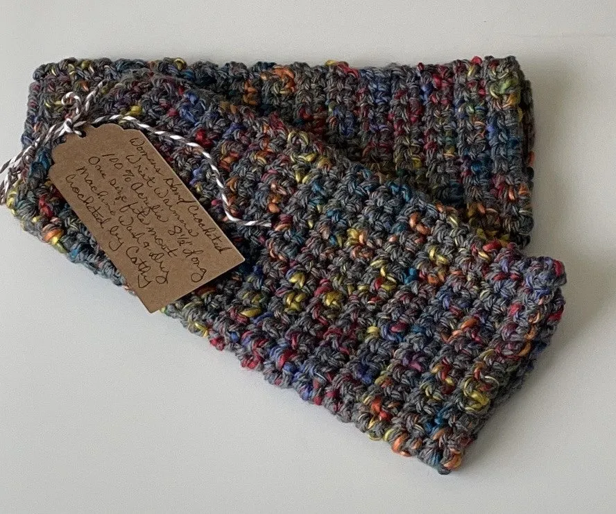 Extra Soft Gray & Rainbow Speckle Gaming Texting Writing Tech Fingerless Gloves Wrist Warmers Handmade Fashion Gift Women Accessory