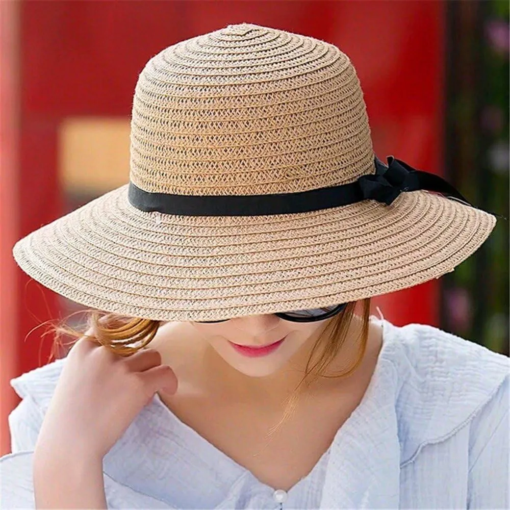 Floppy Foldable Straw Hats for Women Wide Brim Beach Sun Hat Summer Roll Up Beach Caps UV UPF 50  Straw Sunhats