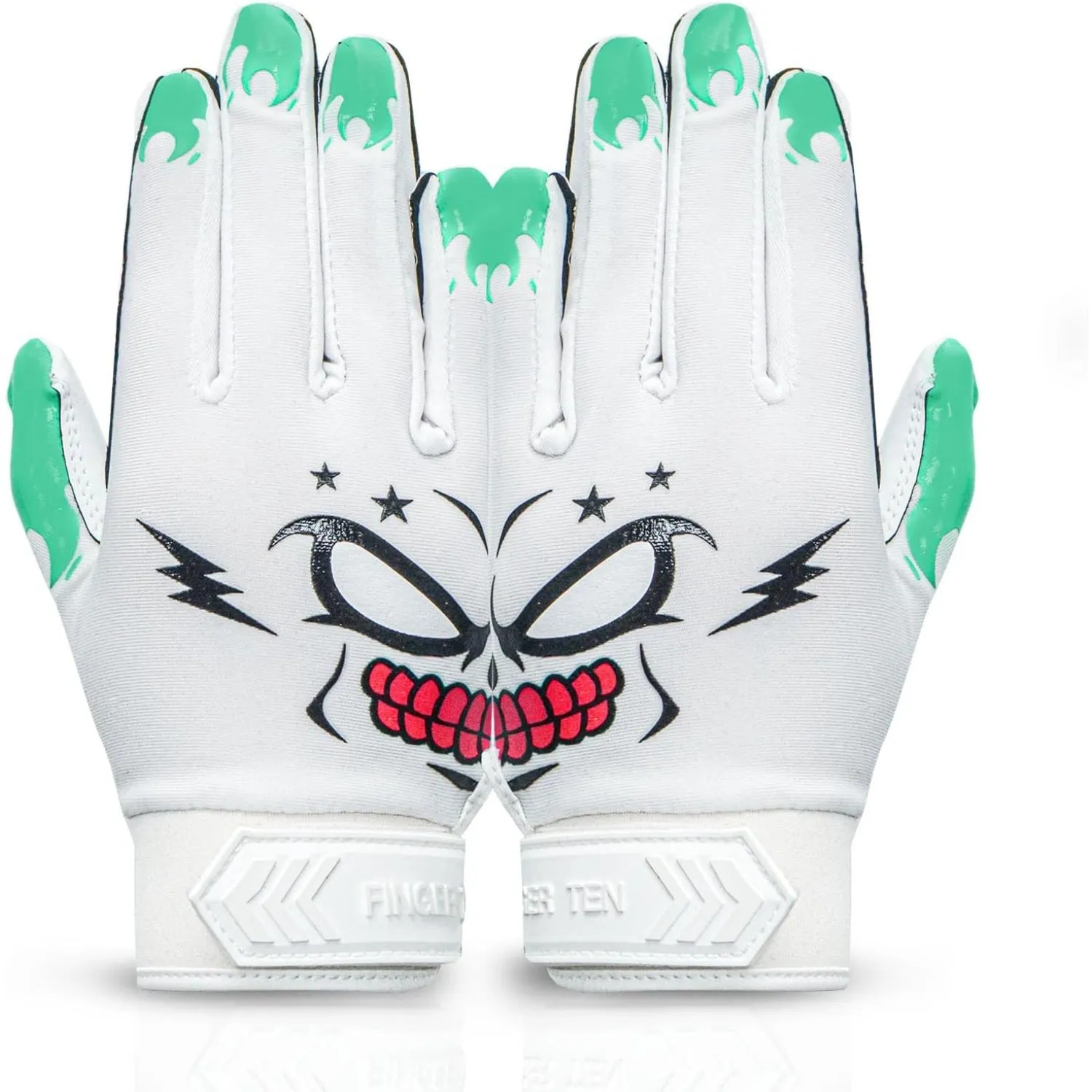 Football Receiver Gloves Youth White Green