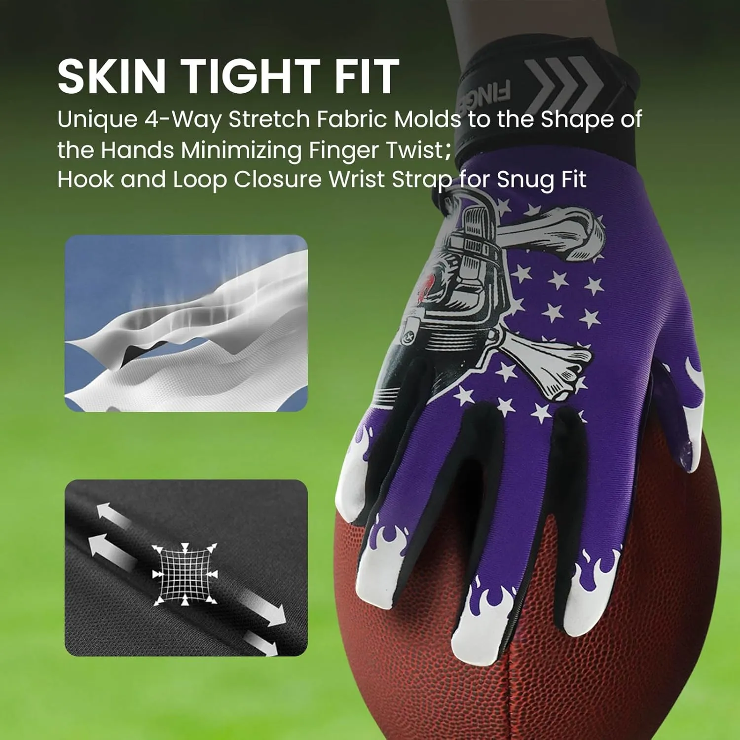 Football Receiver Gloves Youth White Green