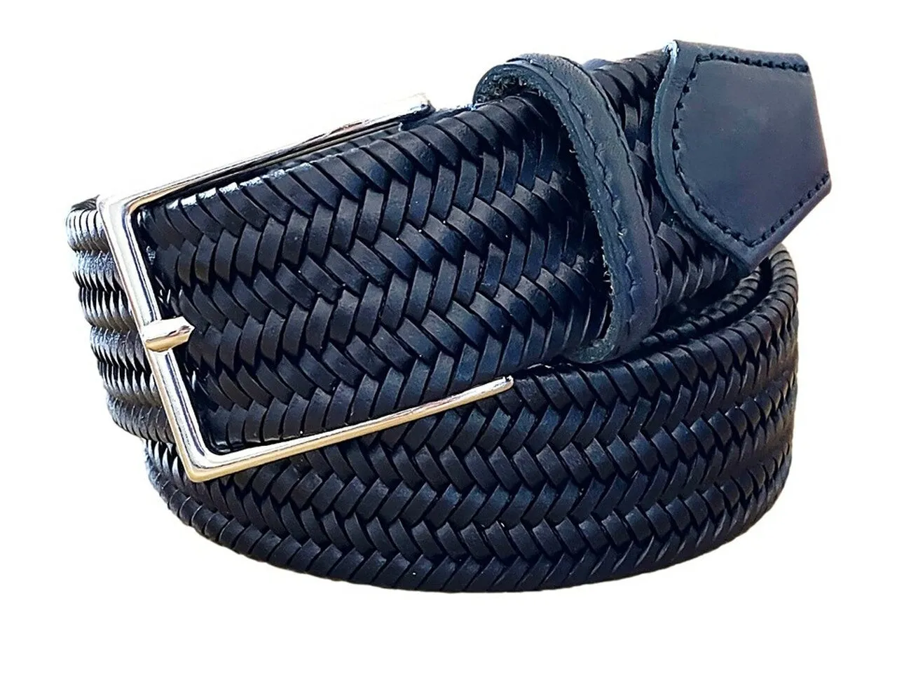 George Roth ESSEN 9702 Leather Braided Woven Stretch in Black