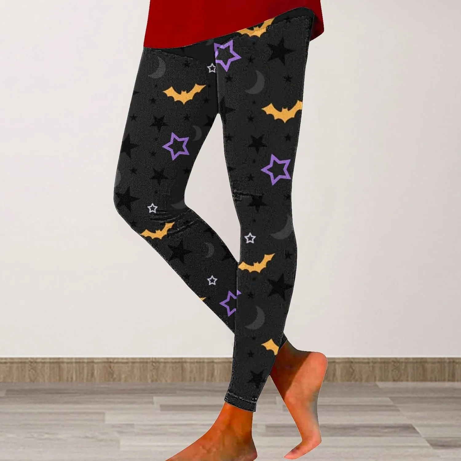 Halloween Graphic Skinny Leggings Women Soft Halloween Print Collection High Halloween Yoga Fitness Running Plus