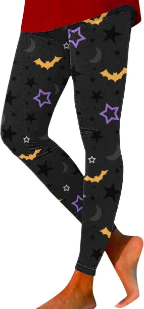 Halloween Graphic Skinny Leggings Women Soft Halloween Print Collection High Halloween Yoga Fitness Running Plus