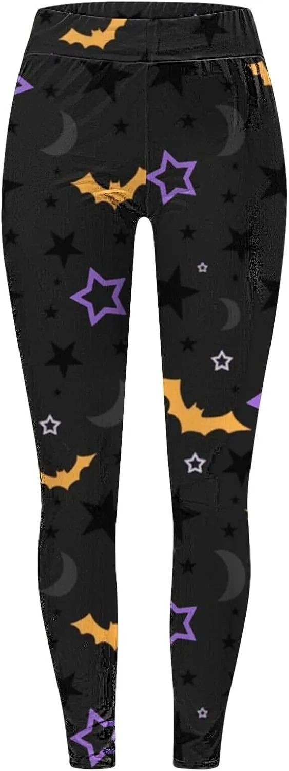 Halloween Graphic Skinny Leggings Women Soft Halloween Print Collection High Halloween Yoga Fitness Running Plus