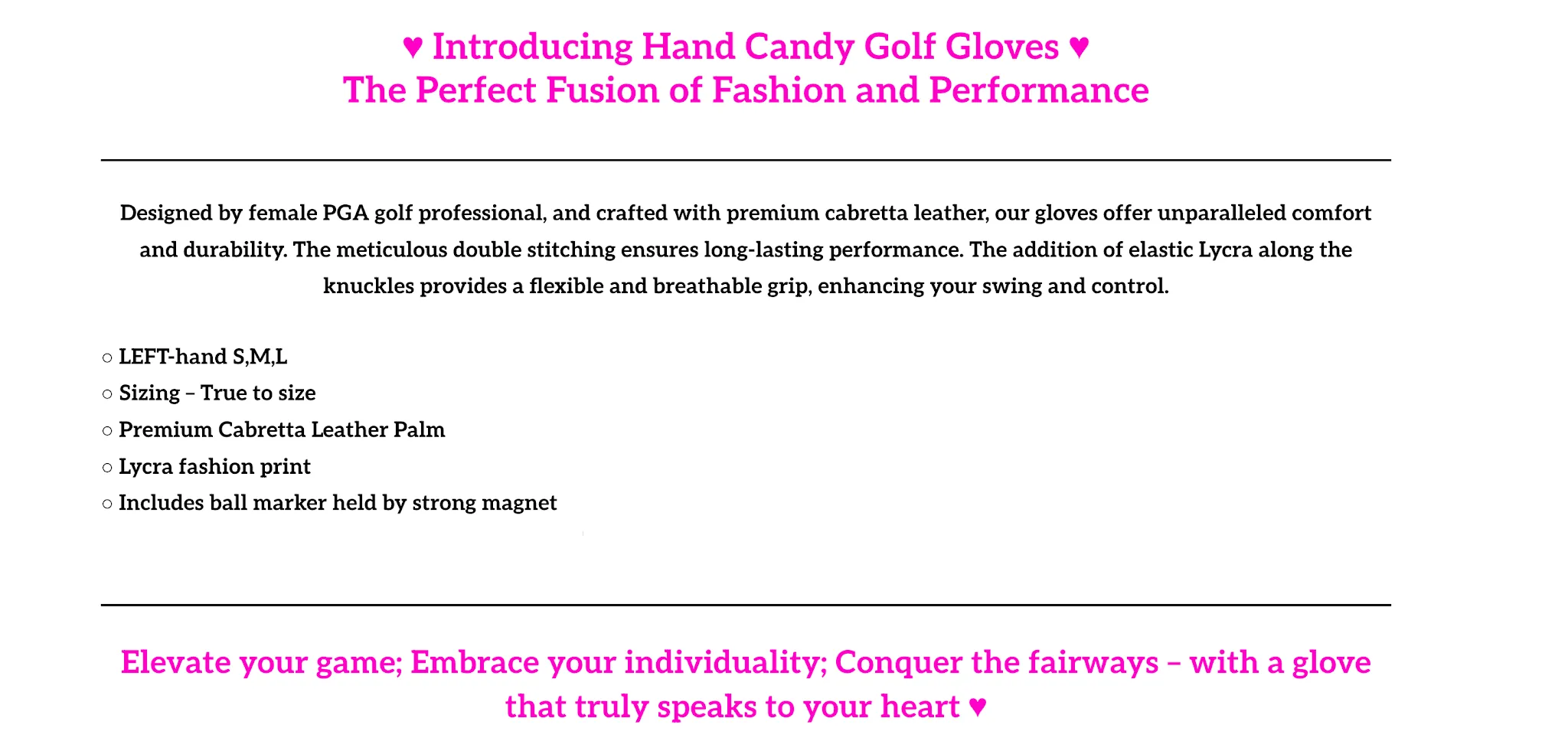 Hand Candy Ladies Golf Gloves   Ball Marker