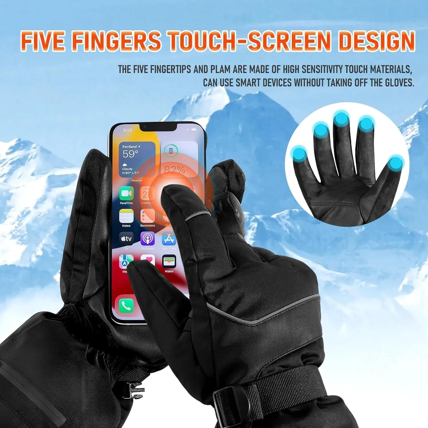 Heated Gloves for Men and Women Rechargeable, 7.4V 3200mAh Eletric Battery Powered Heating Gloves with Touchscreen & 3 Temperature Setting for Arthritis Casual Cold Winter Outdoor Sports