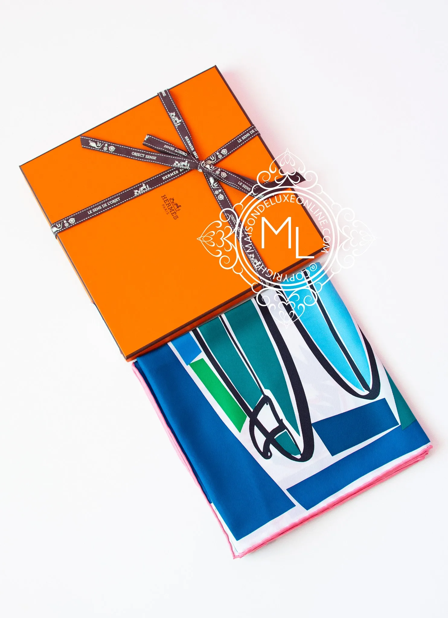 Hermes Green Twill Silk 90 cm Sea Surf and Fun Scarf
