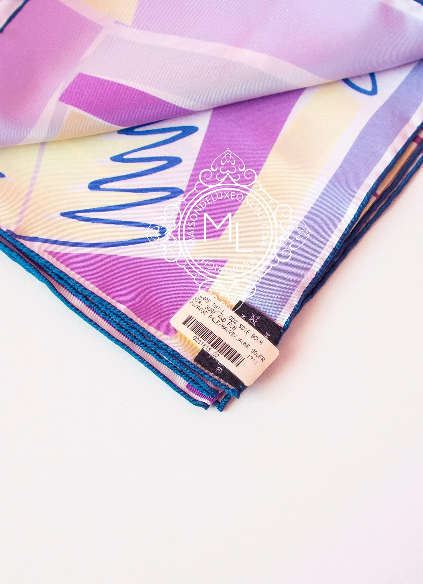 Hermes Purple Twill Silk 90 cm Sea Surf and Fun Scarf