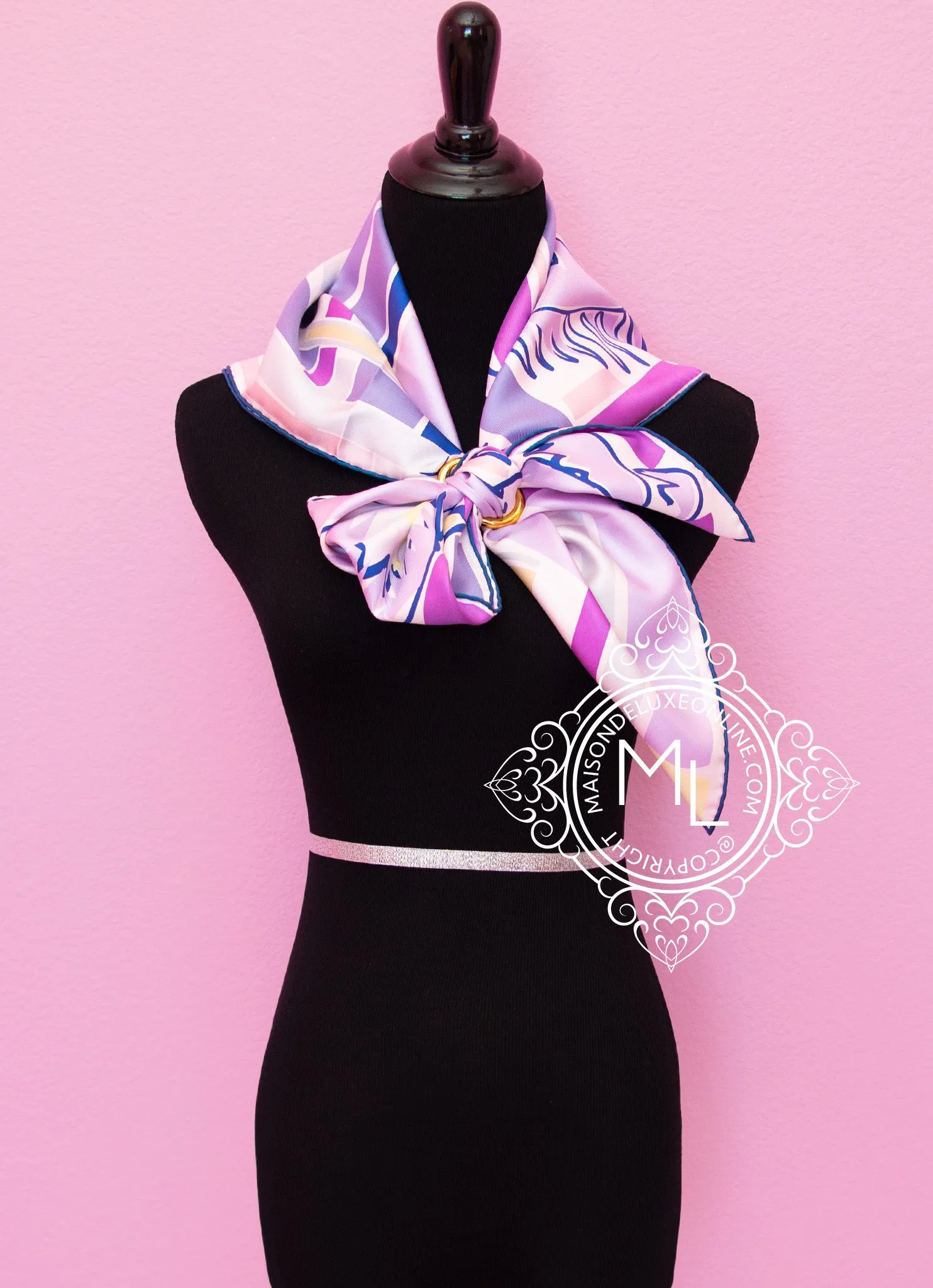 Hermes Purple Twill Silk 90 cm Sea Surf and Fun Scarf