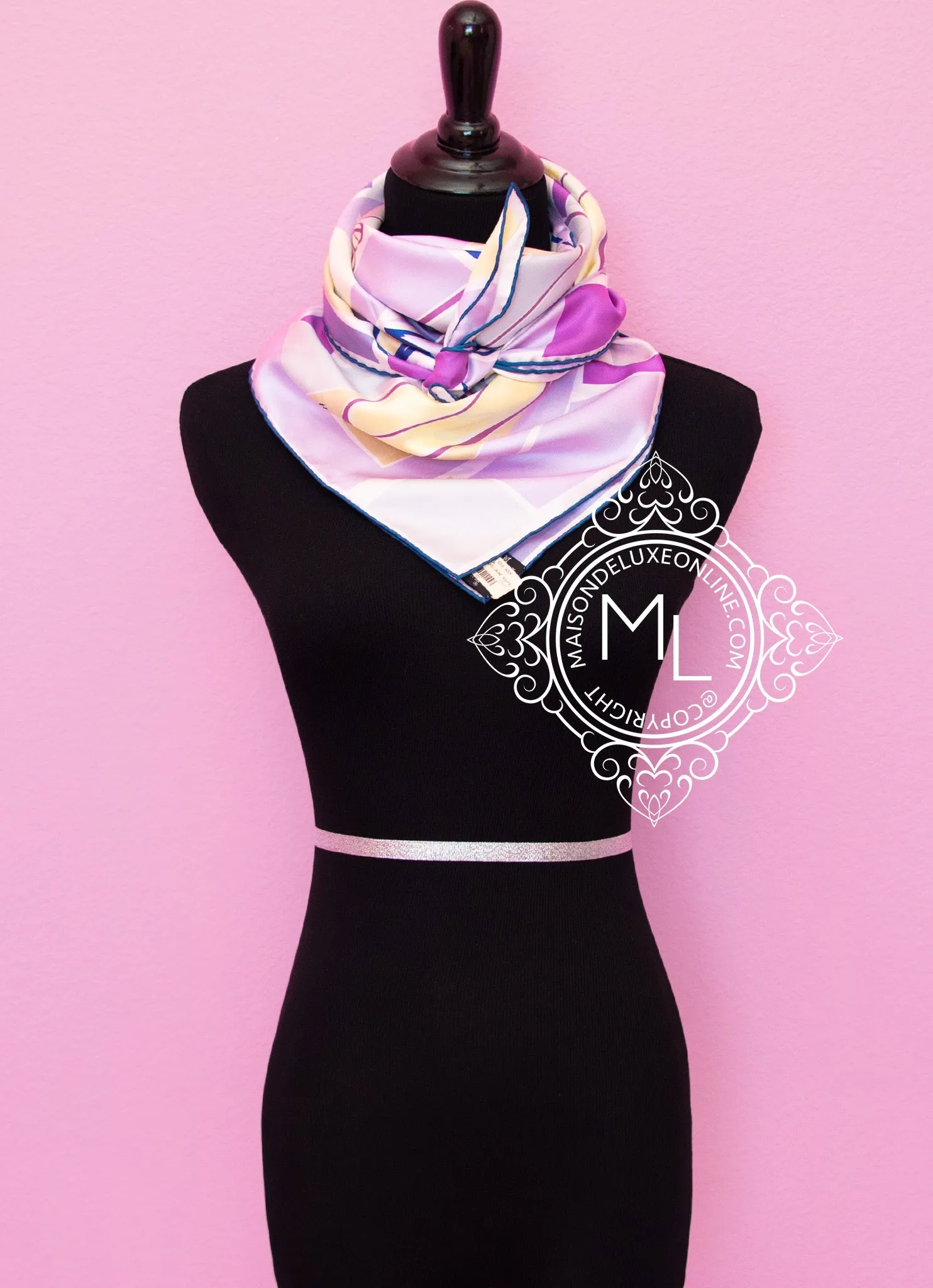 Hermes Purple Twill Silk 90 cm Sea Surf and Fun Scarf