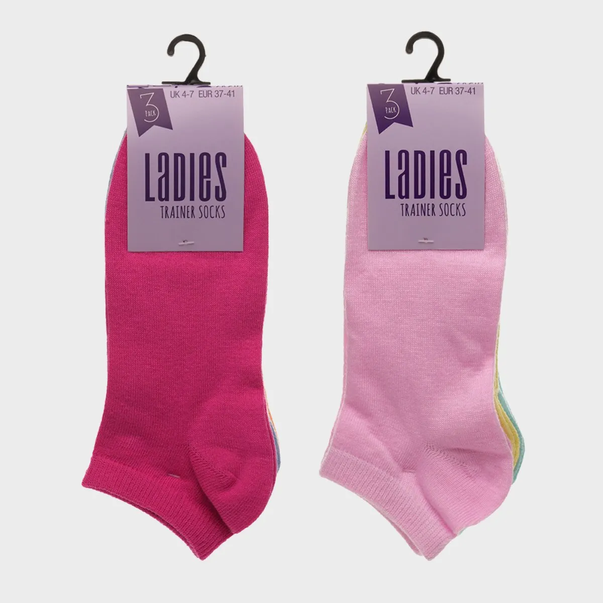 Ladies 3pk Pastel Trainer Socks
