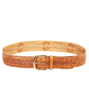 Linea Pelle Vintage Lace Braid Belt Cognac