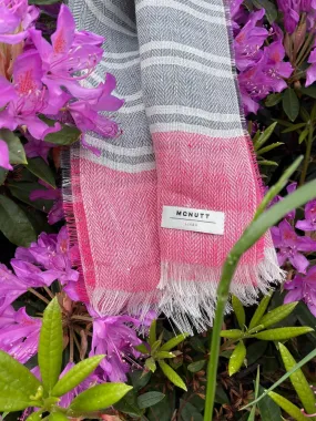 Linen Scarf in Nautical Grey & Fushia