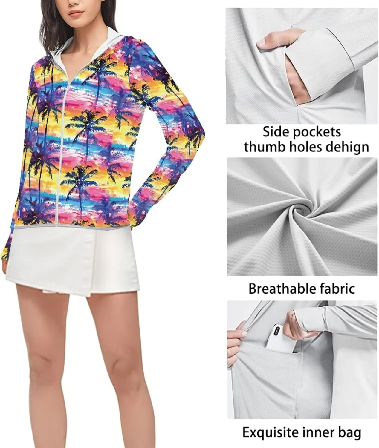 Long Sleeve Womens Sun-Proof Jacket Lightweight Cooling Sunscreen Shirt