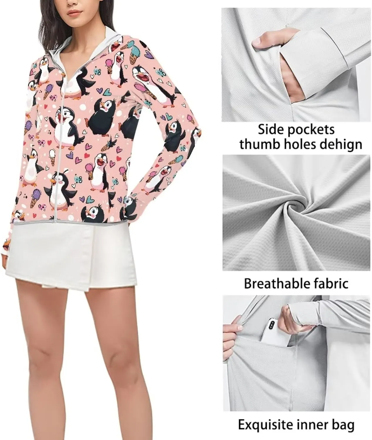 Long Sleeve Womens Sun-Proof Jacket Lightweight Cooling Sunscreen Shirt