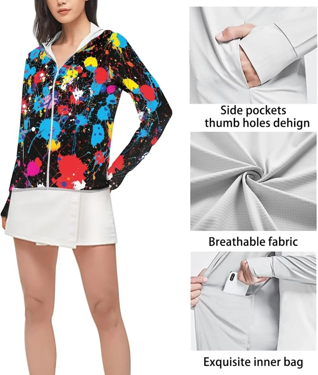 Long Sleeve Womens Sun-Proof Jacket Lightweight Cooling Sunscreen Shirt