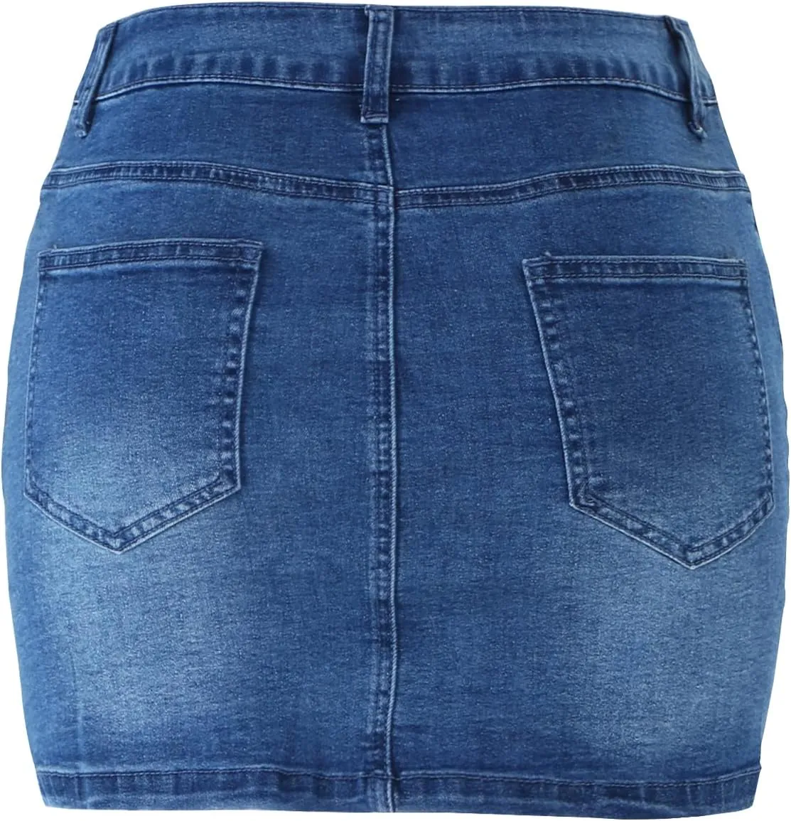 LONGYIDA Women's Casual Short Denim Skirt Y2K Stretchy Jean Skirt Washed Frayed A-Line Denim Jean Short Skirt