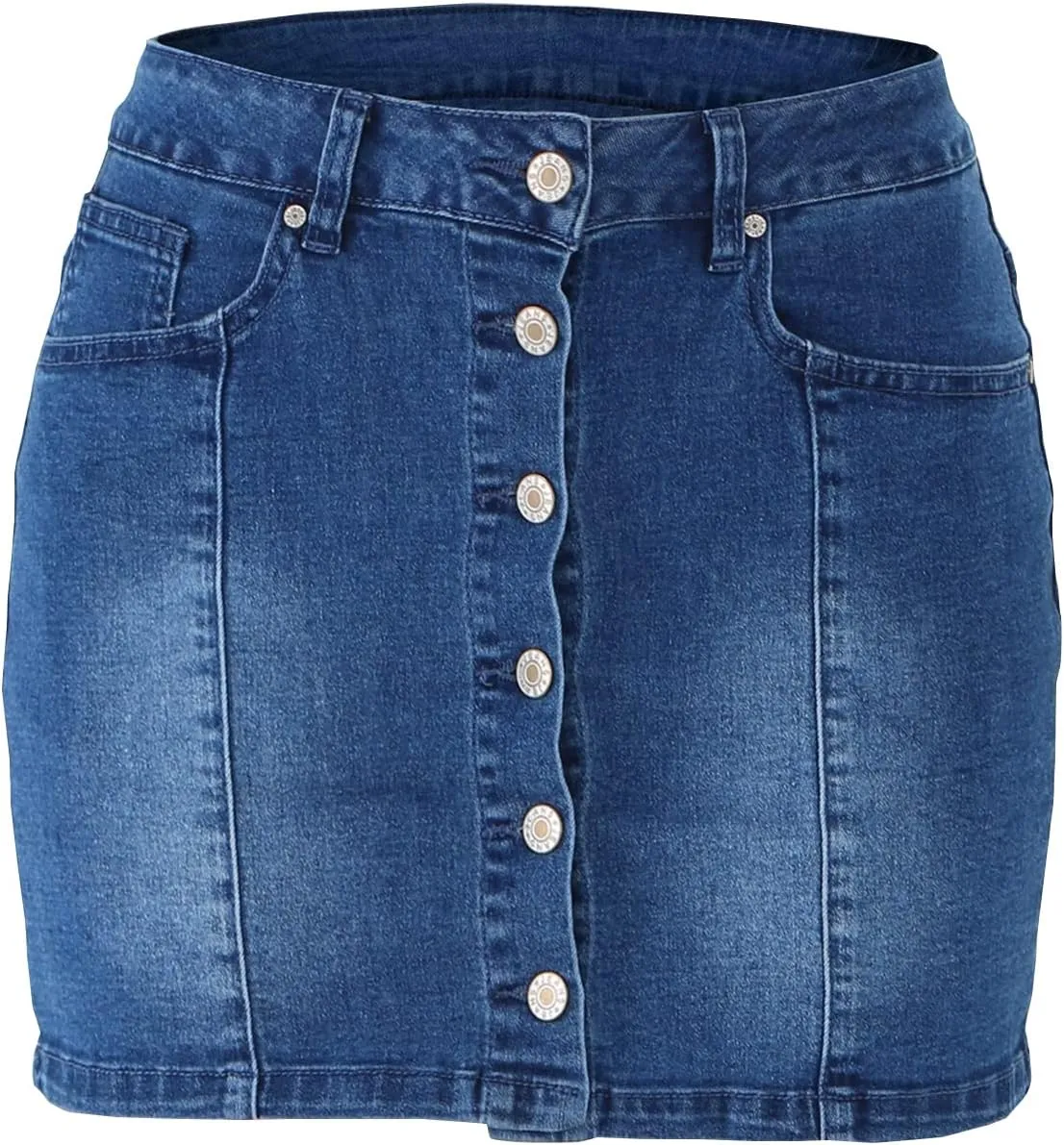 LONGYIDA Women's Casual Short Denim Skirt Y2K Stretchy Jean Skirt Washed Frayed A-Line Denim Jean Short Skirt