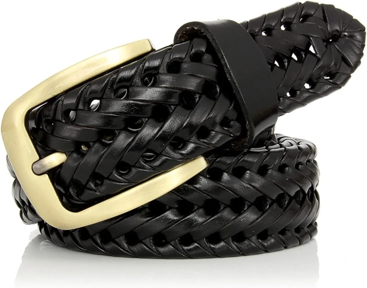 Men and Women Belt Genuine Leather Belt for Men Woven Knitted Quality Belt Male Luxury Strap Belts(44in/110cm,Black)